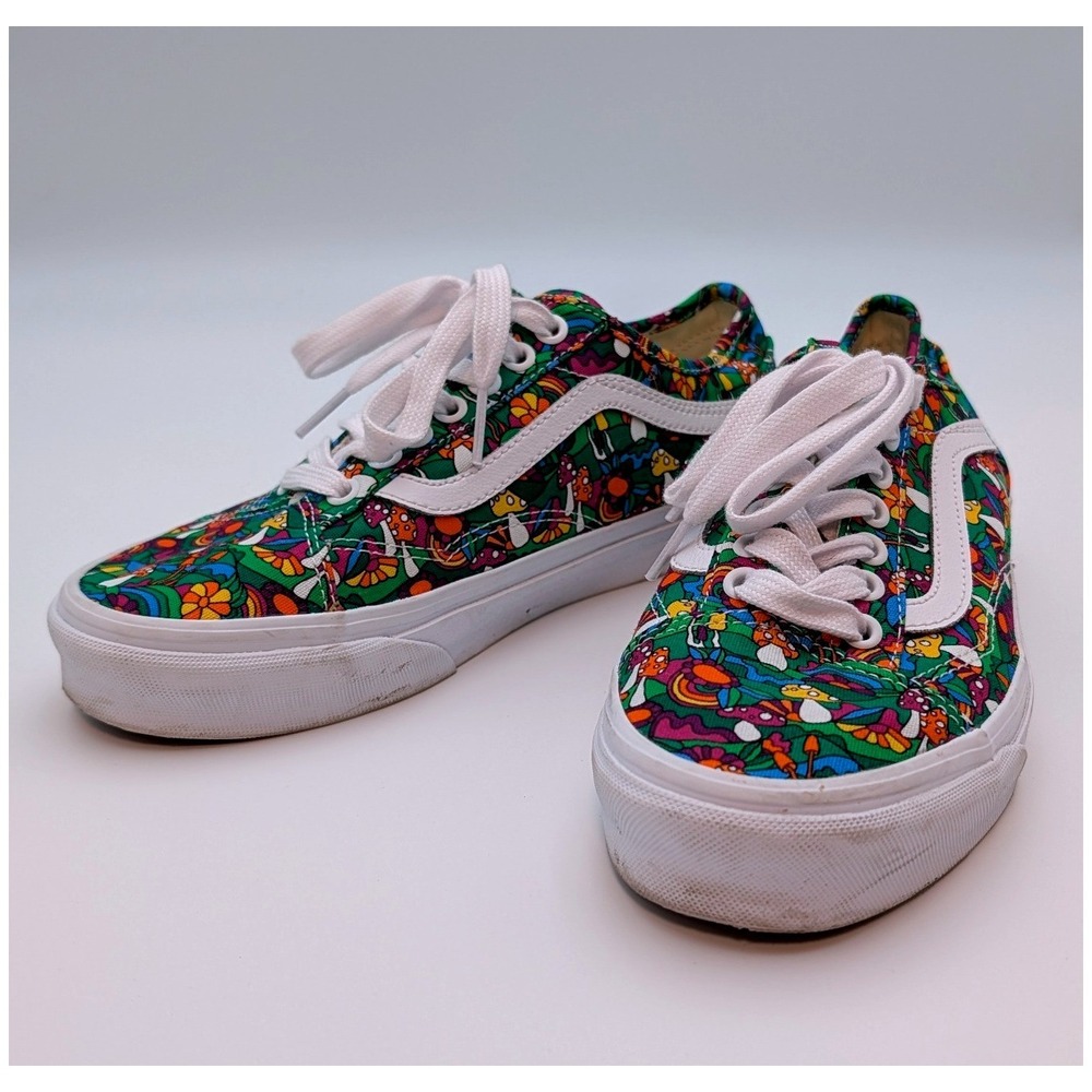 Vans Old Skool Psychedelic Floral Mushroom Print Sneakers Multi Color Womens 8